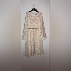 White and gold long sleeve formal dress